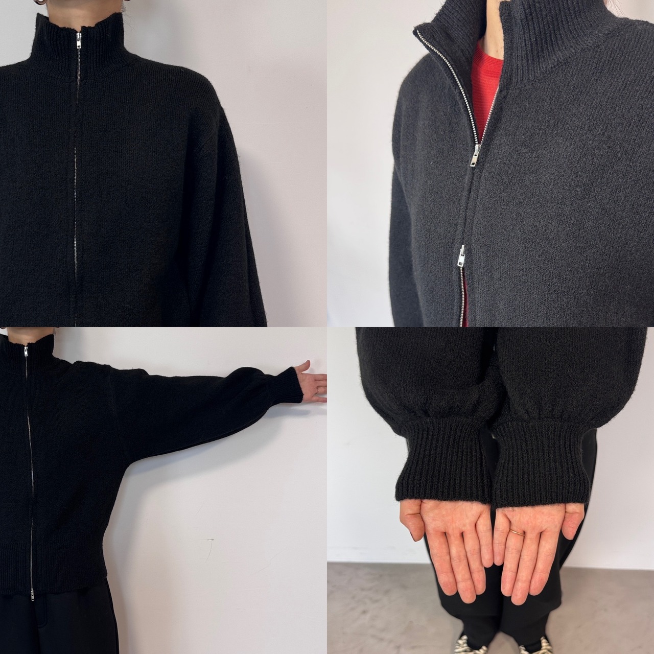 【予約：９月下旬入荷予定】Wzipドライバーズknit/ブラック