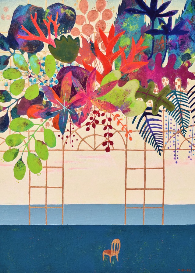 【花窓】ポストピアスM　紫×抹茶×クリア