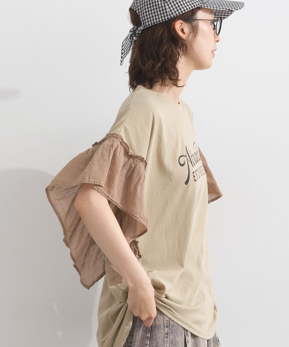 K262015 【接触冷感シリーズ】 袖フリルロゴプルオーバー / Cool Touch