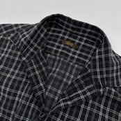 ARAMIS アラミス チェック柄 半袖シャツ コットン Lサイズ/ダークグレー 系/メンズ 紳士 日本製 シワ加工