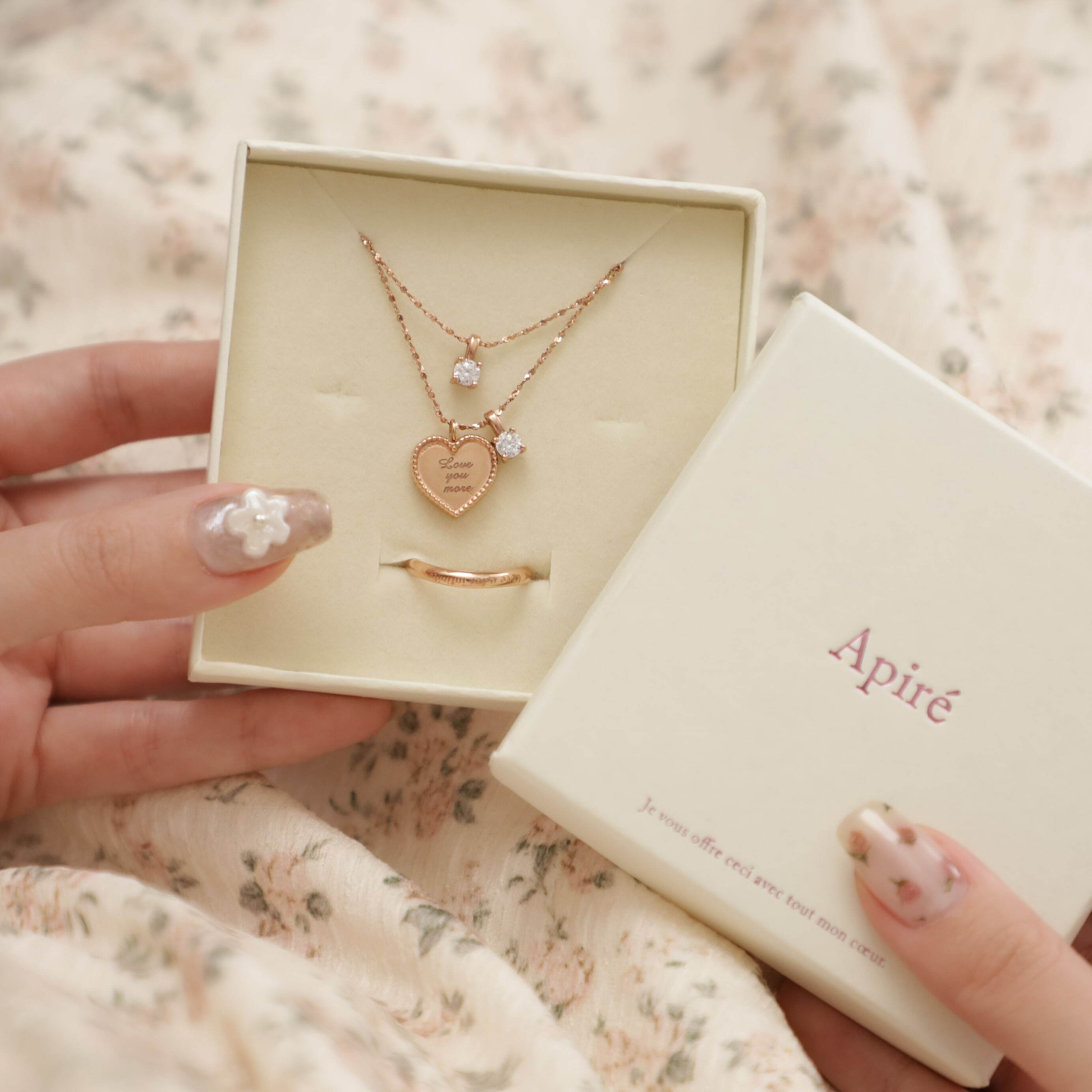 316L heart tag necklace （zirconia stone ver.） | apire