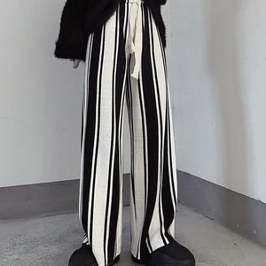 Striped knit wide leg pants S106
