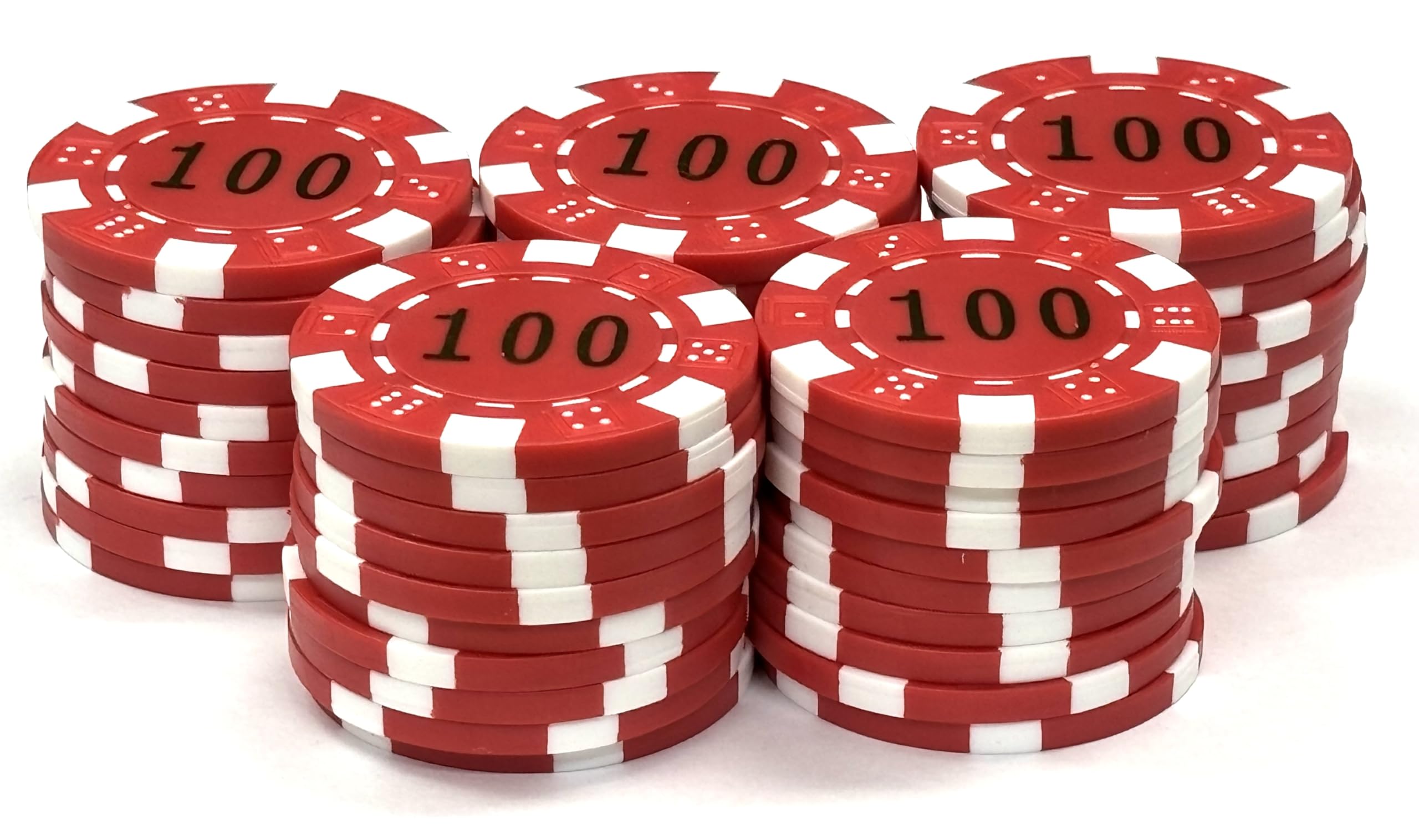 【在庫処分】カジノチップ 数字入り ポーカーチップ マージャン 麻雀 (赤$100)