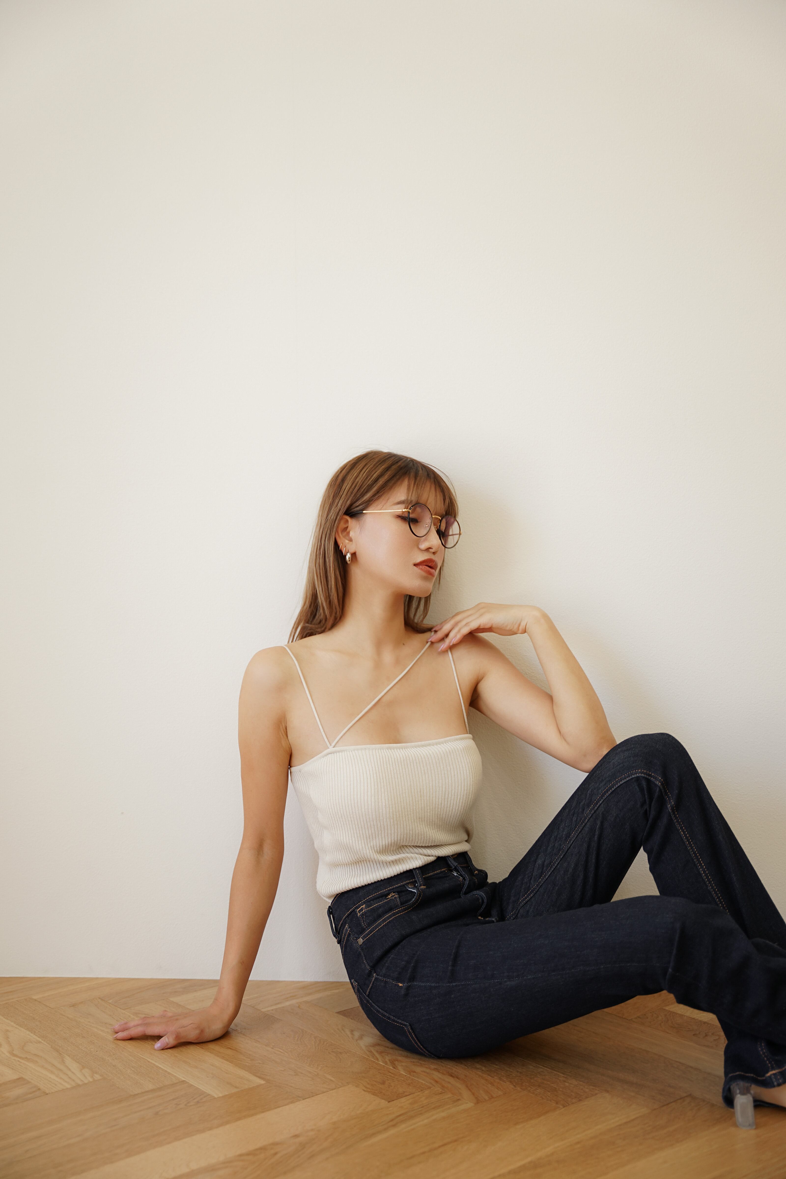 パットイン アシメントリーキャミソール