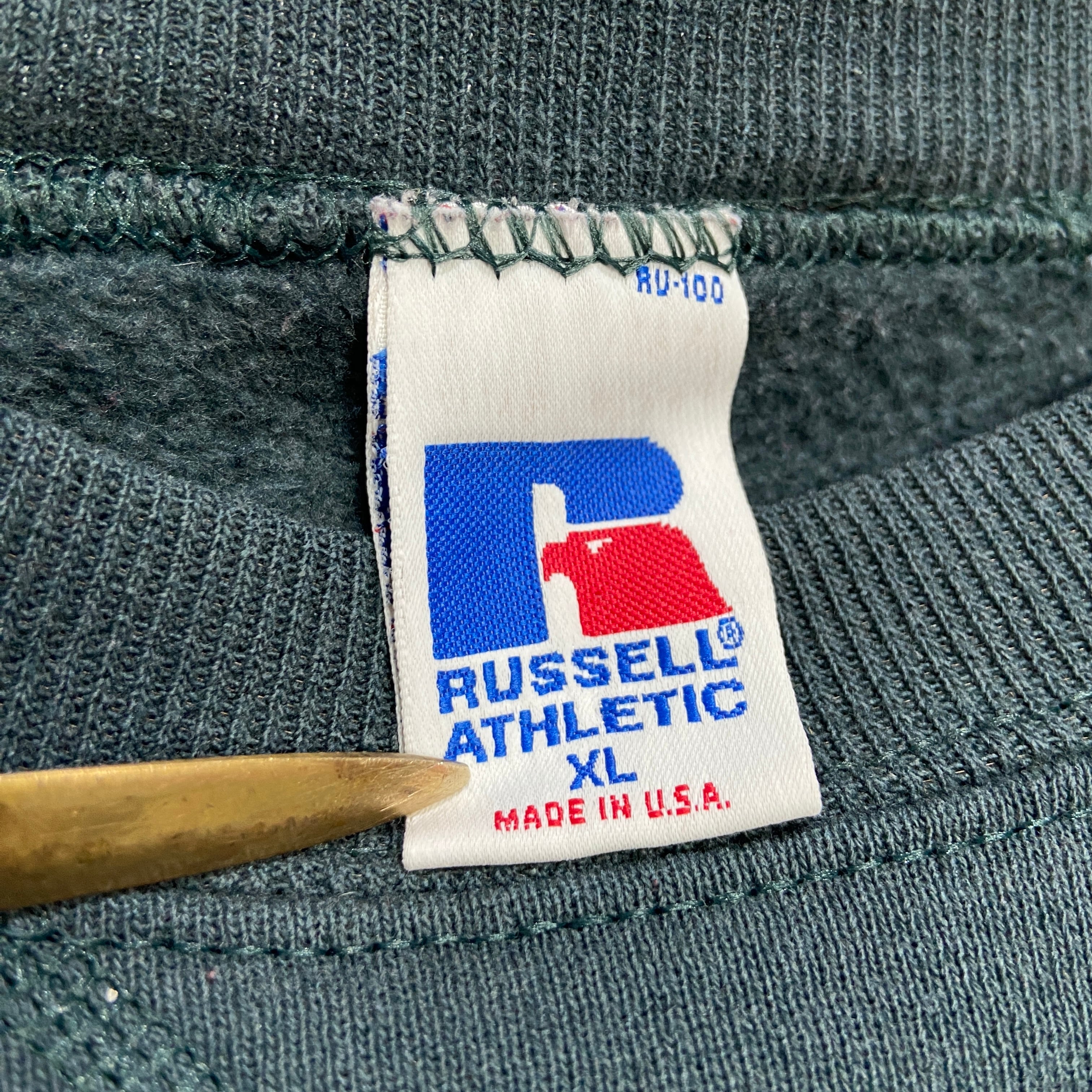 90s USA製 RUSSELL 前Vブランクスウェット 無地 深緑 XL | 古着 90s USA製 RUSSELL 前Vブランクスウェット 無地 深緑 XL | 古着