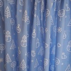 ブロックプリント生地【50cm単位】インド綿  Winter(雪だるま) 水色 #44710-BL1
