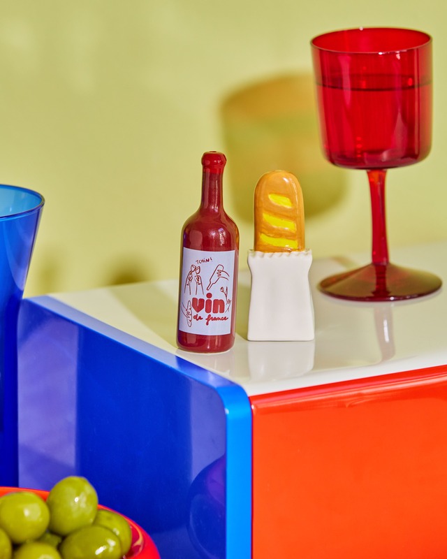 Fluid Market Salt & Pepper wine & bread 陶器製 塩胡椒入れ ワイン・バゲット型