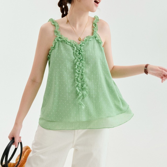 dot frill camisole blouse