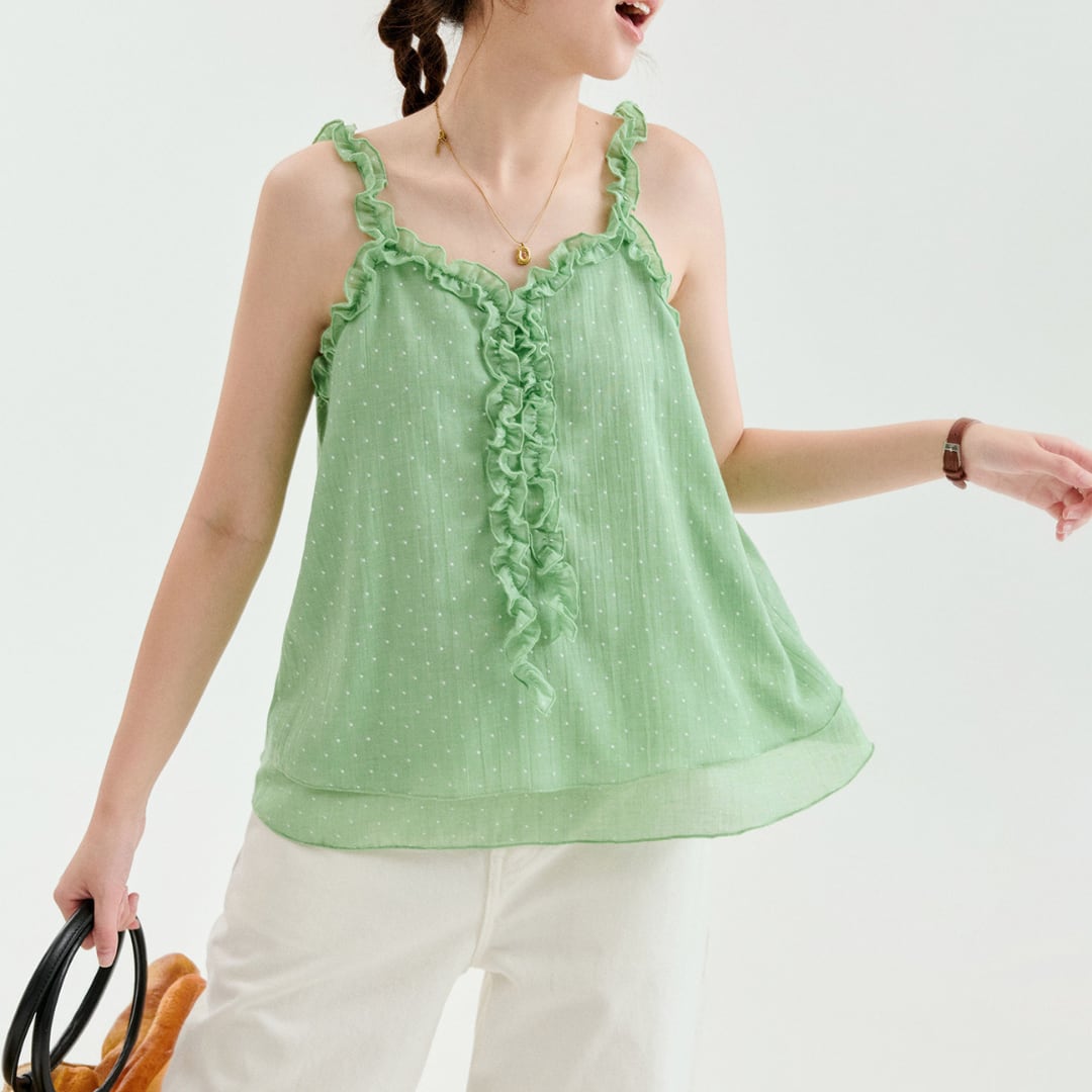 dot frill camisole blouse