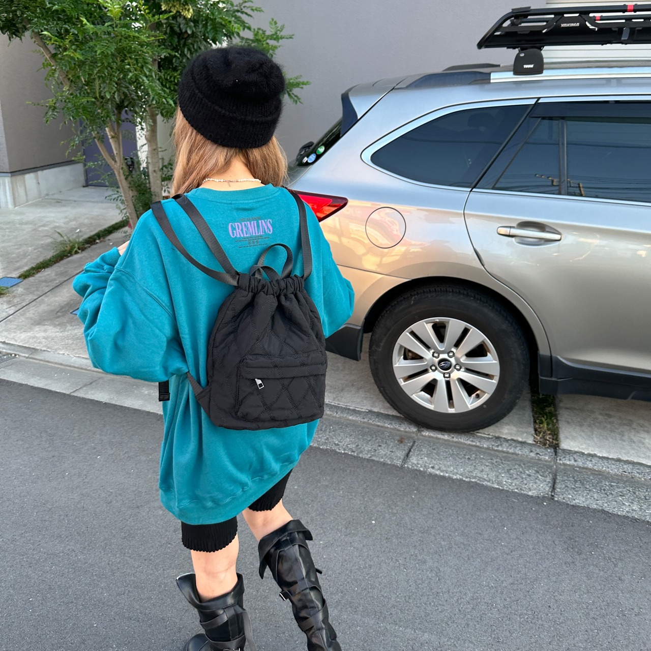 Quilted medium backpack ／2color