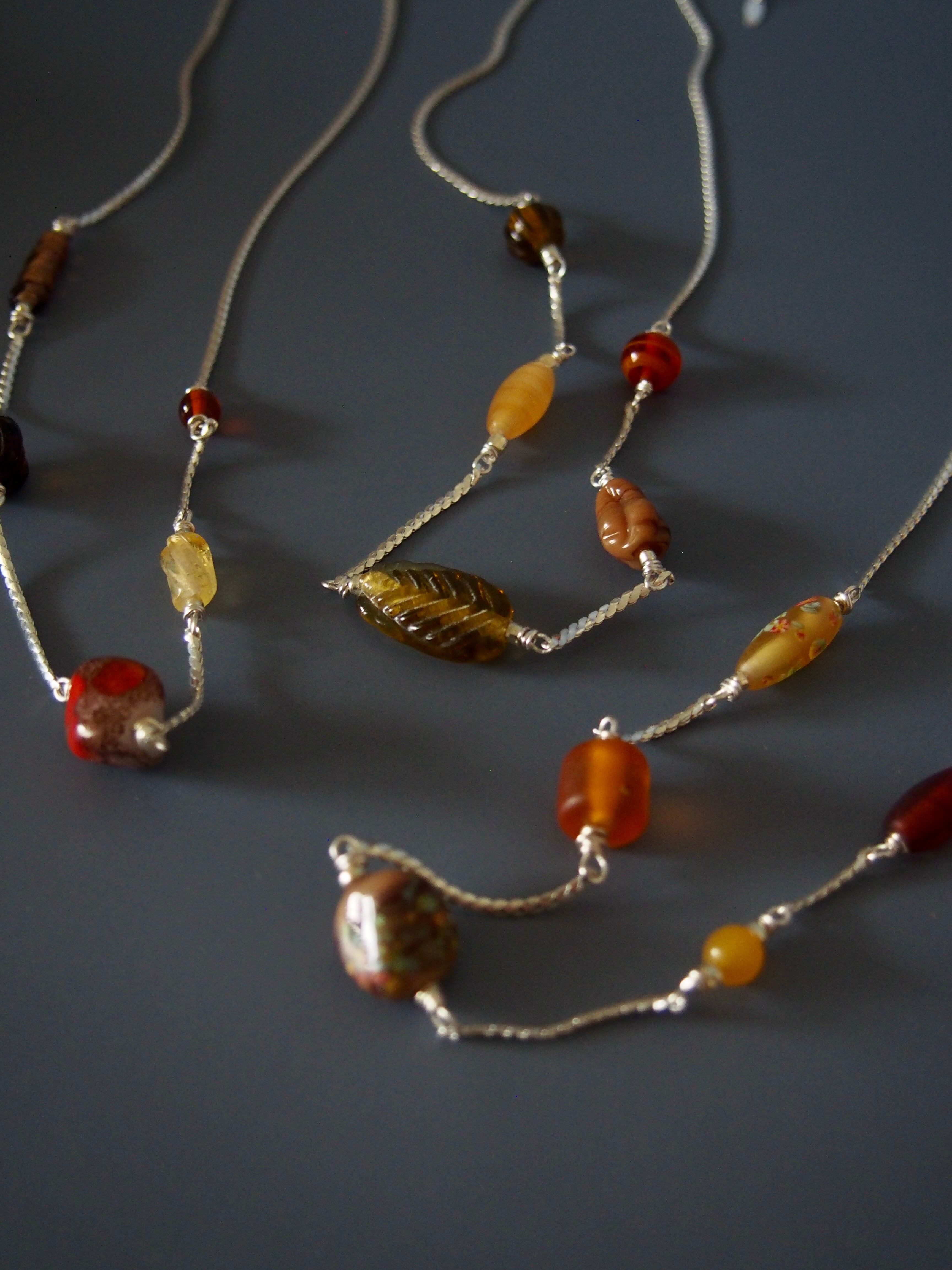 " art glass necklace " -2way-