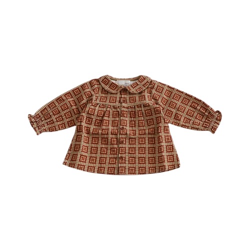 & pal / retro pattern corduroy blouse / bordeaux / 80-120cm
