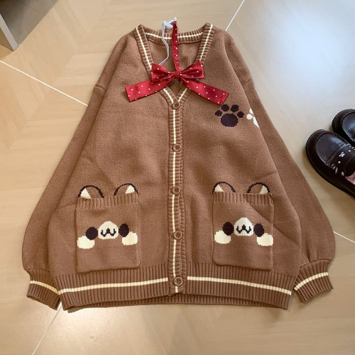 ゆめかわ♡Ｖネッククマさんカーディガン　jya2