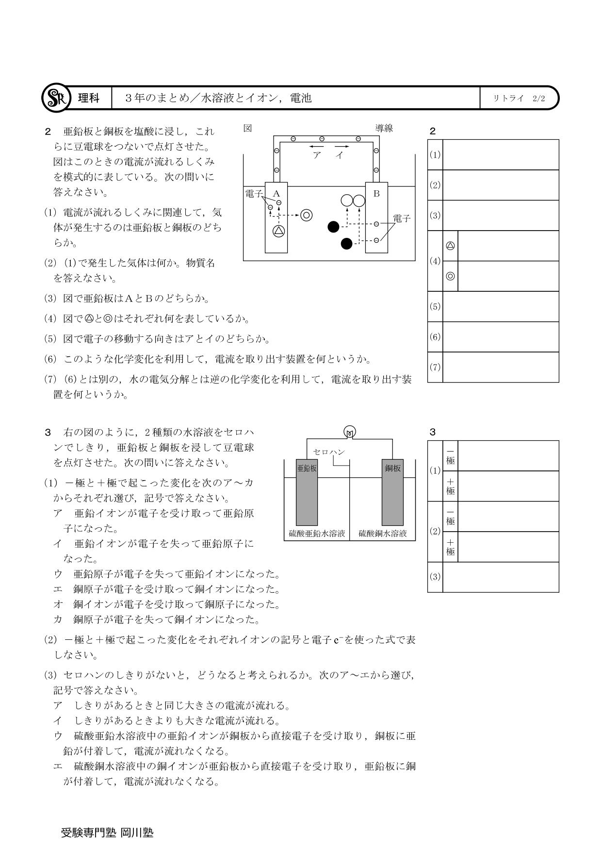 診断テスト・香川県公立高校入試専用】分野別問題集「理科化学