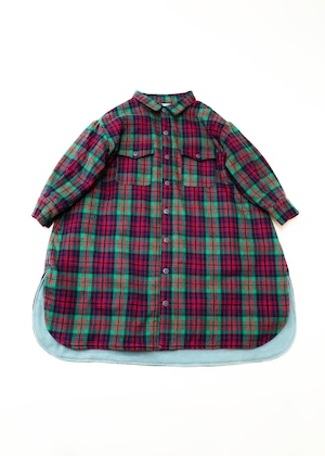 【24AW】michirico(ミチリコ)Big flannel shirts check coat グリーンチェック【L・XL】コート アウター
