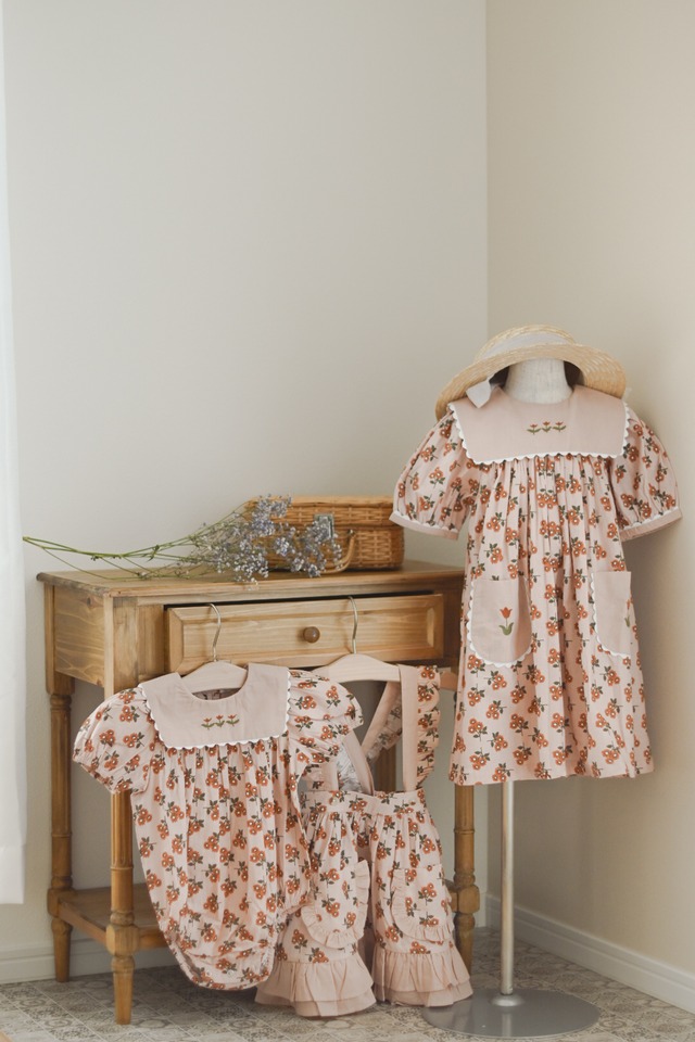 little cotton clothes/Ivy Romper - Marigold Floral