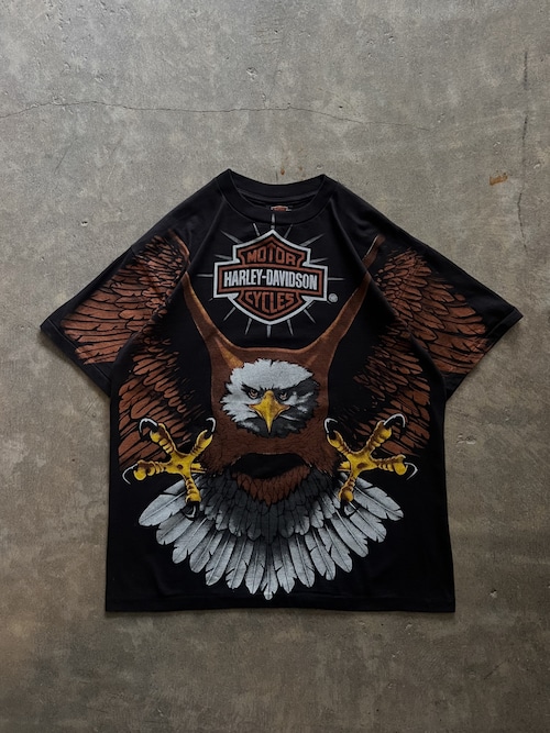 Harley-Davidson ハーレーダビッドソン イーグル 両面プリント Tシャツ ブラック L