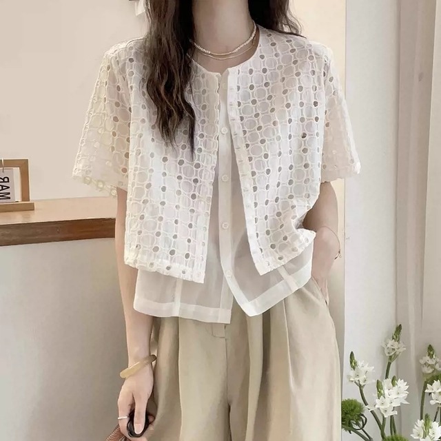 【girly dream シリーズ】大きいサイズ ブラウス レディース おしゃれ 半袖 オフィス 体型カバー 着痩せ トップス シャツ ブラウス 韓国 ブラウス 春 夏 秋 20代 30代 40代 50代 シンプル オフィス レディース フォーマル きれいめ ホワイト 白 M L XL 2XL 3XL