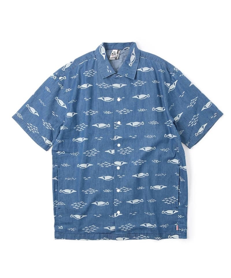 CHUMS(チャムス) Food Chain Shirt (フードチェーンシャツ) インディゴ CH02-1138 半袖シャツ 開襟シャツ