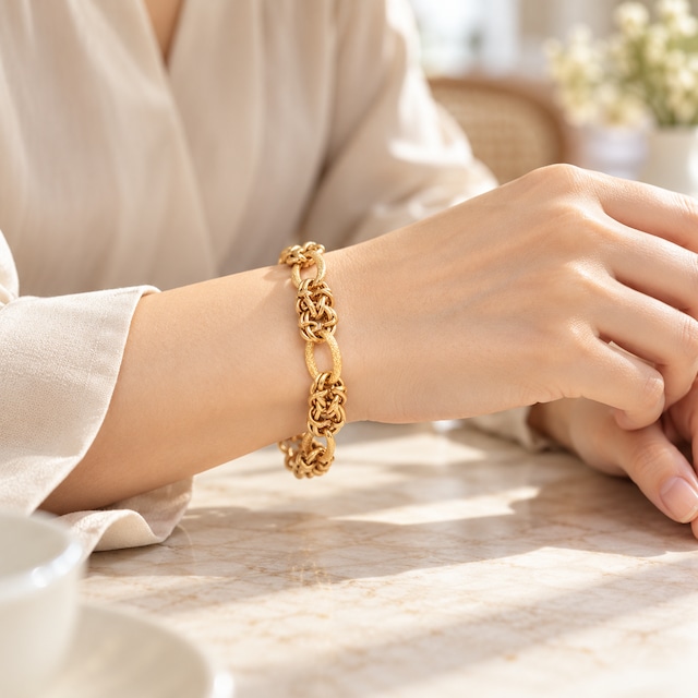 ステンレス デザインチェーンブレスレット 金属アレルギー対応 レディース（106B）