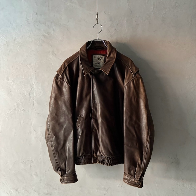 -Banana Republic- 80's Brown Leather Bomber Jacket