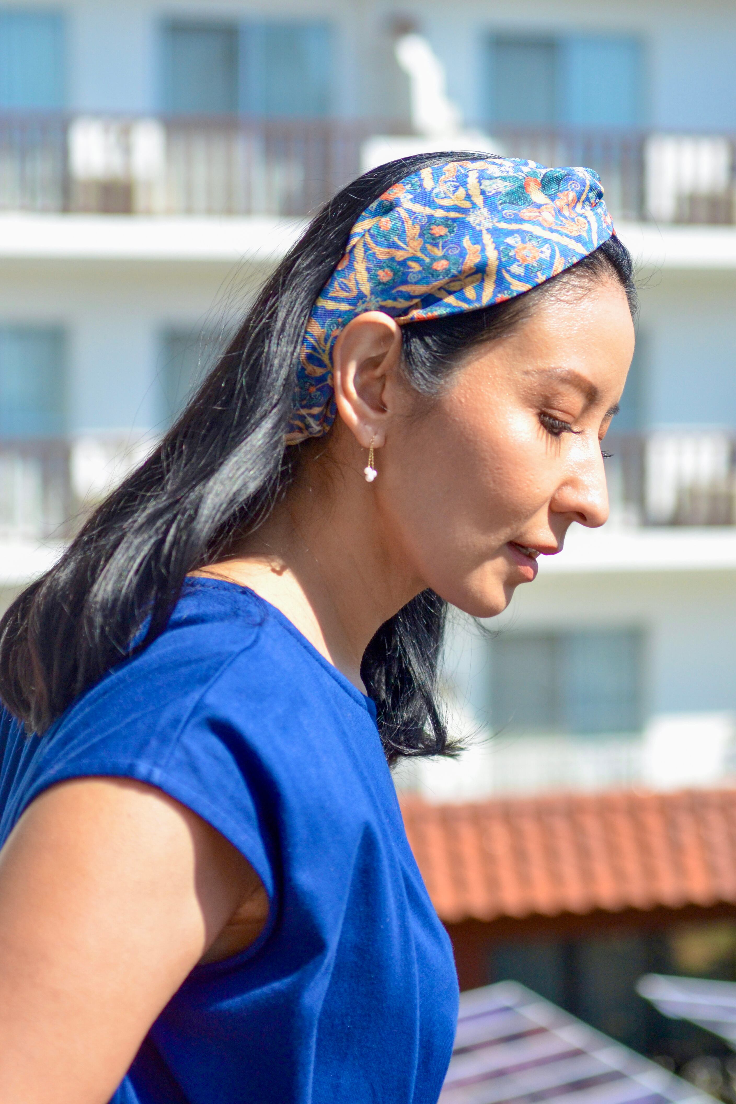 アップサイクル】シルクヘアバンドblue | Rocojuli