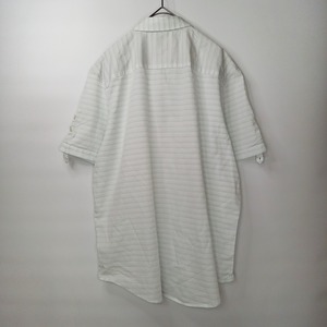 カルバンクライン　S/S　ロールアップシャツ　半袖　ボーダー　白　L/G