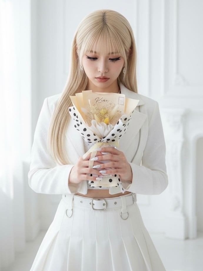 ドットラッピング クリアバルーンとドライフラワーのブーケ Ssize | L