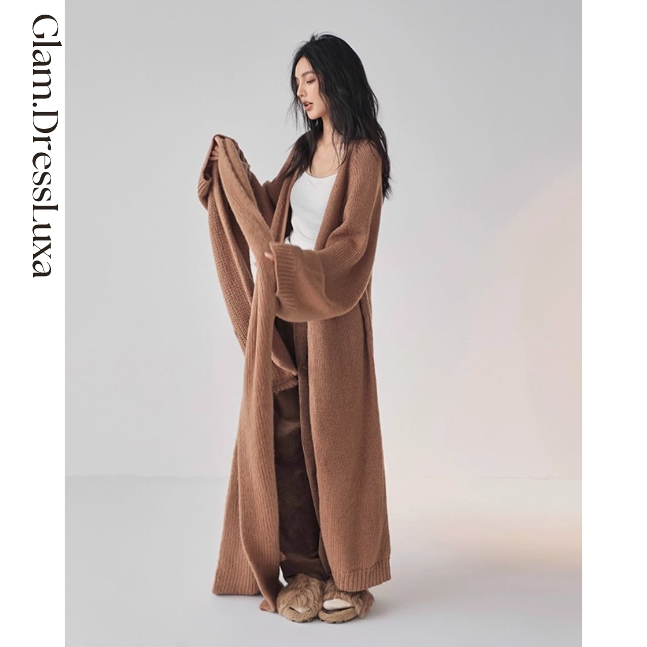 Wool Blend Long Knit Gown coat/2color_K50