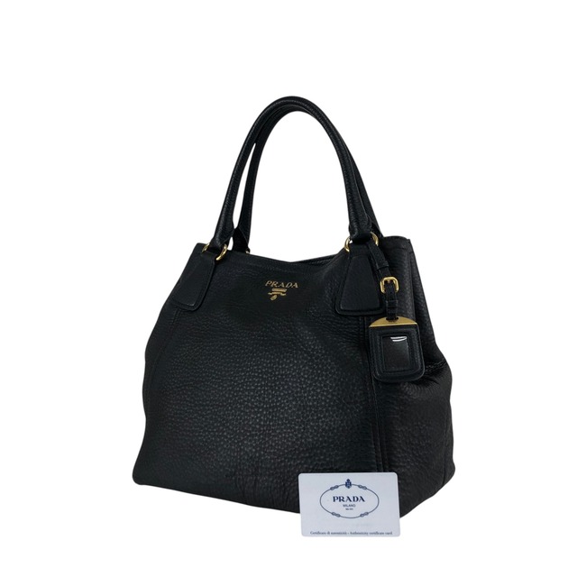 PRADA プラダ ヴィッテロダイノ トートバッグ ブラック ロゴ レザー vintage ヴィンテージ オールド fpj5iw