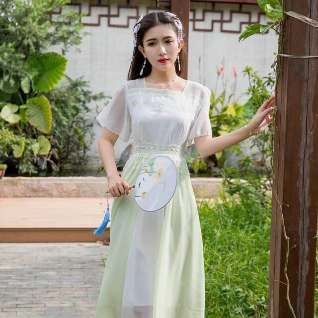 レディース 花柄刺繍 ワンピース 大きいサイズ ダンス衣装 演出服 エレガント 大人可愛い レトロドレス刺繍半袖ドレス 結婚式 Gas T2 Choacloset