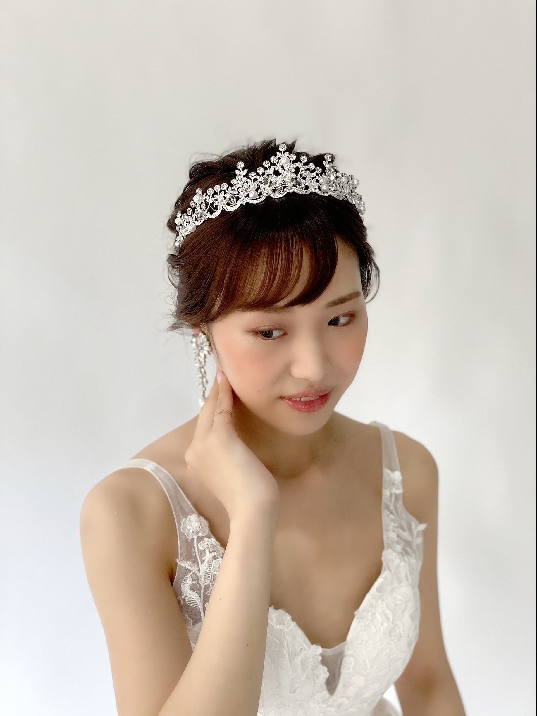 H-154 ウェディング アクセサリー【プリンセス クリスタル＆パール