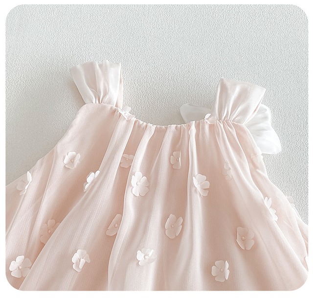 【BABY】立体フラワーノースリーブチュールワンピース - 15