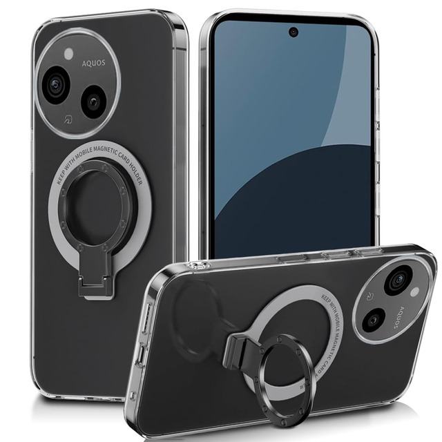 対応 AQUOS R10/R9 ケース SH-51F/A501SH/SH-M31/SH-51E/SH-M28 透明 リング付き スマホケース(クリア)
