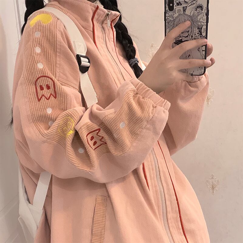 コーデュロイルーズジャケット オータムウィンタースタンダード レトロ 秋物 冬物 萌量不足54673571606