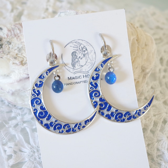 Lunar Ark │ ブルームーンと揺れるシーグラスのイヤリング／ピアス