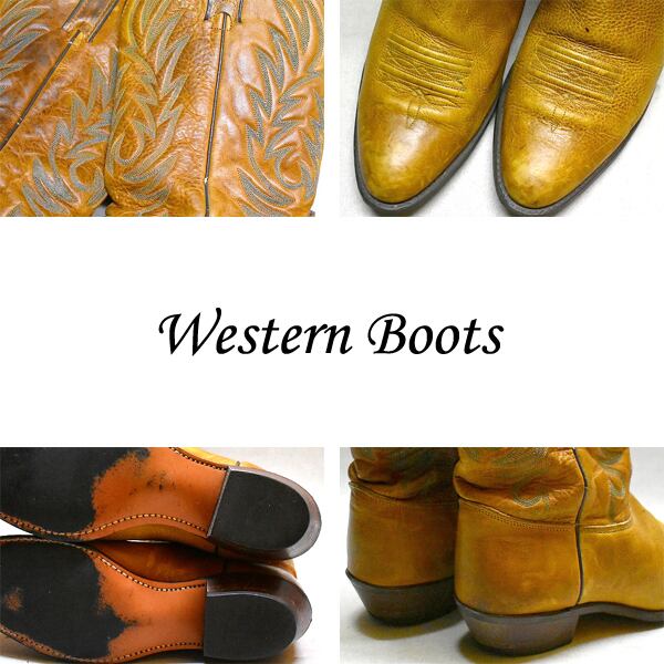 1点物◇ビンテージ80s本革レザーウエスタンブーツ古着レディース25