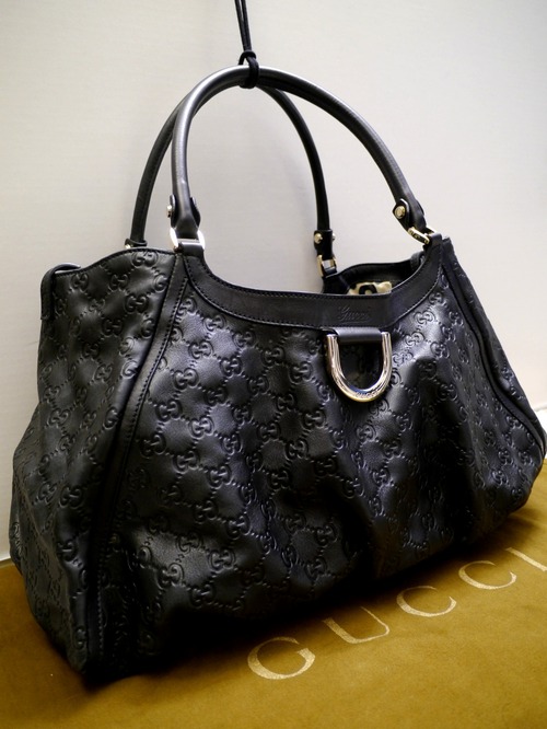 美品◆GUCCI グッチ シマ アビー A4対応 ビジネス可 大容量 GG型押 オールレザー トート ハンド バッグ 黒◆ 通勤通学にも大活躍のA4対応♪