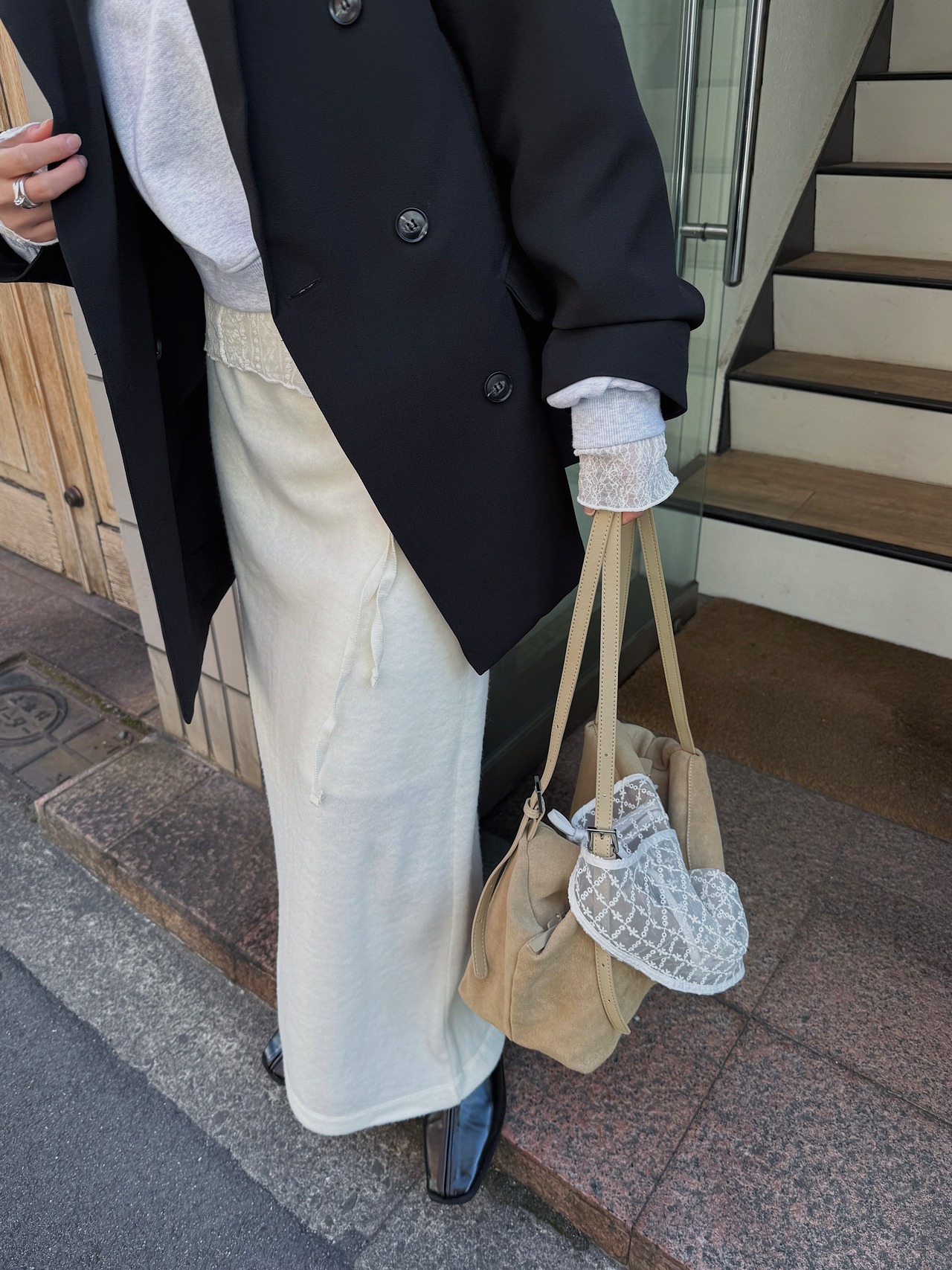 side tie easy long skirt