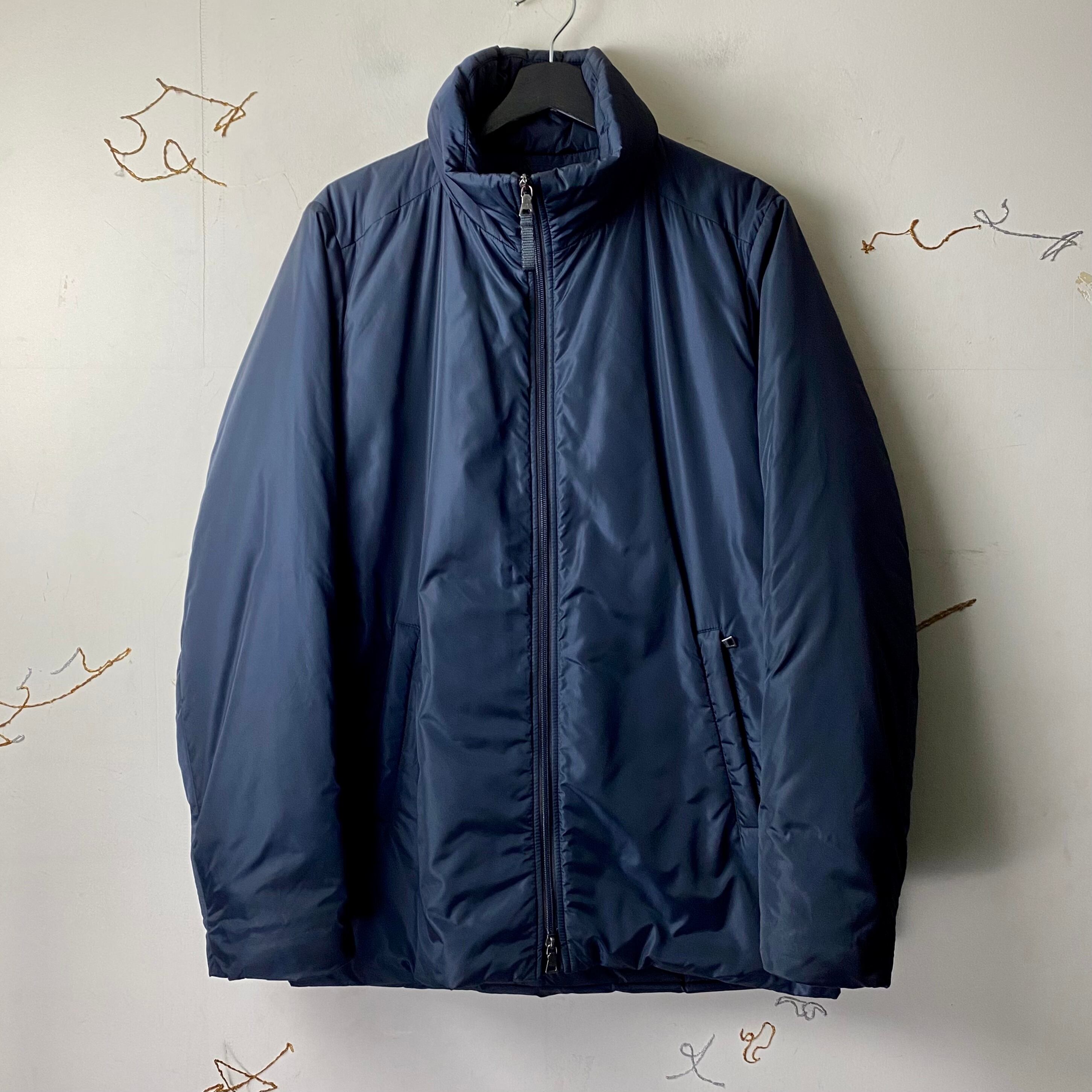 PRADA SPORT dark blue metallic nylon padding jacket | NOIR ONLINE