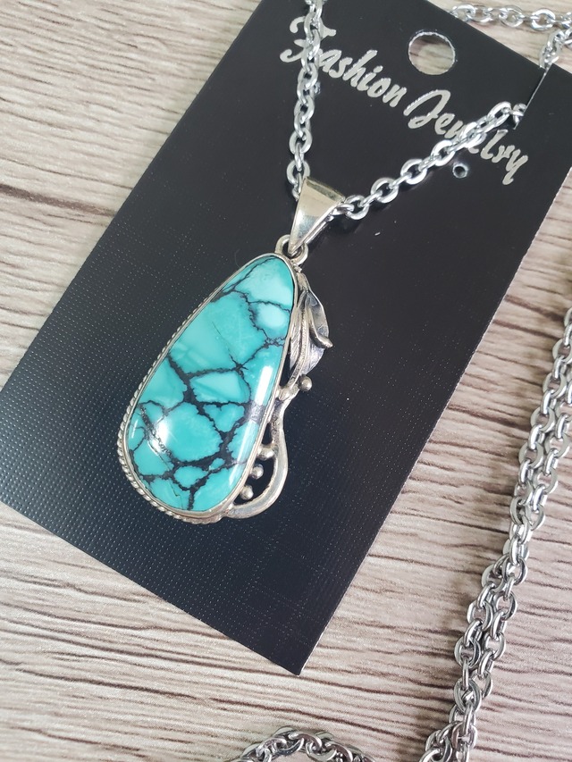 天然ターコイズ(デザイン) 925silver ハンドメイド ネックレス