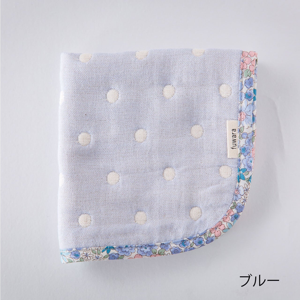 六重織ガーゼハンカチ ドット×花柄 | fuwara