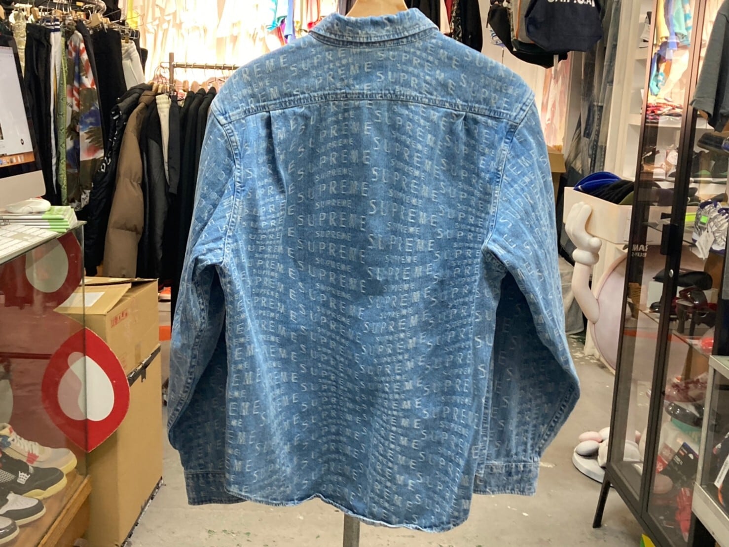 Supreme 21SS Warp Jacquard Logos Denim Shirt MEDIUM 90KK1235 ...