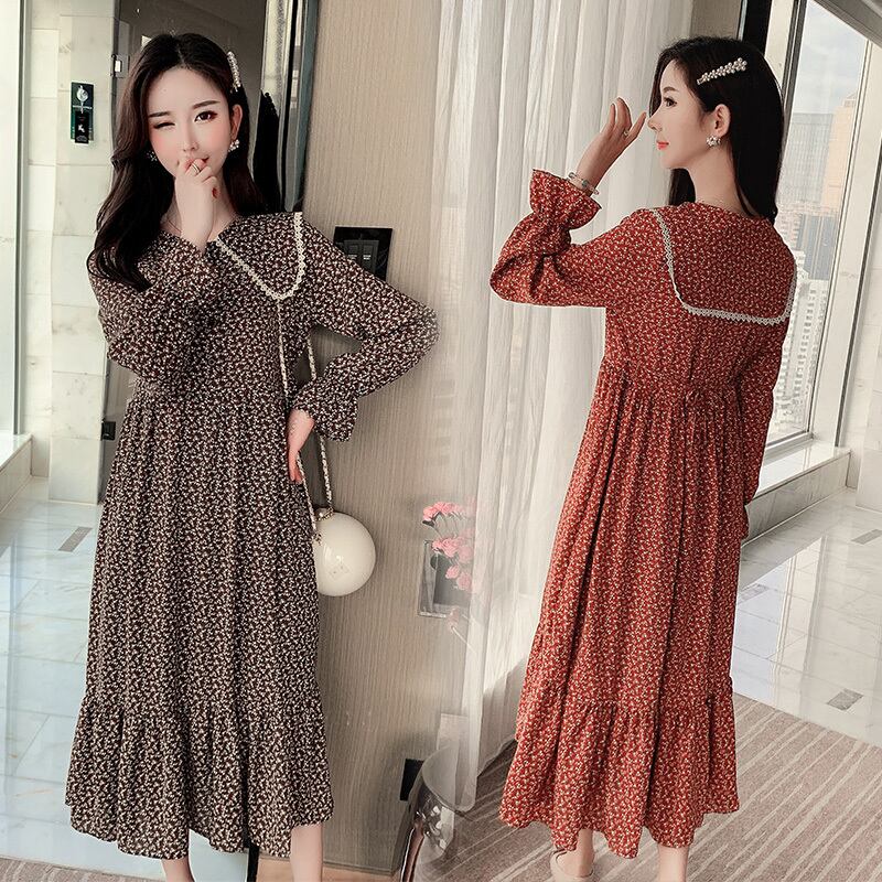 【新作】【送料無料】 妊娠スカートフローラルシフォンマタニティドレス2020年春 スプリング 春物 花柄 AL expec360652550678