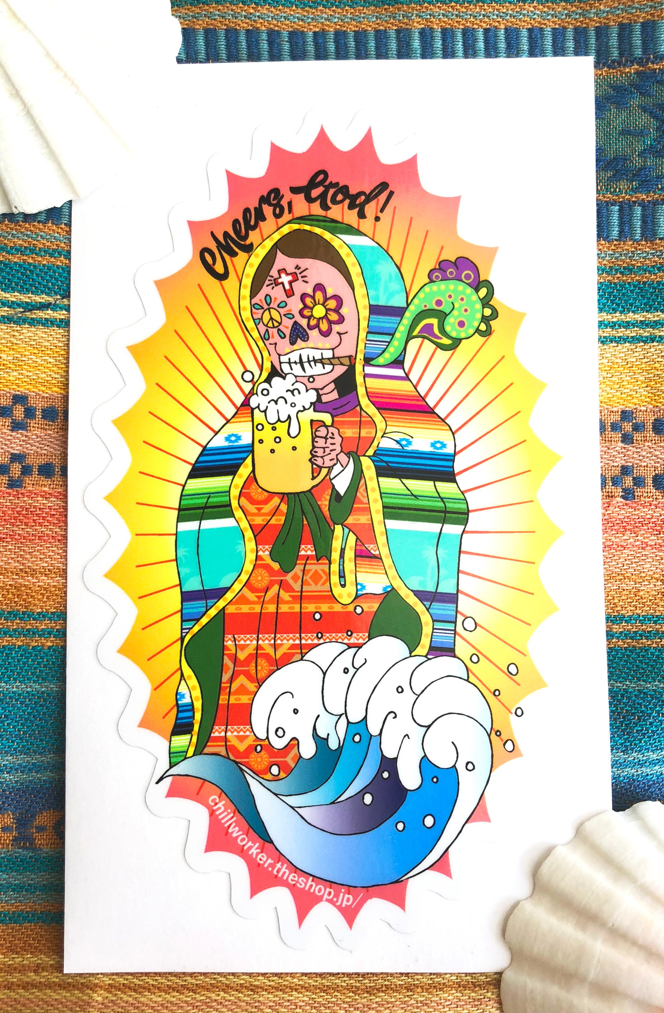 マリアメキシカンスカル ステッカー Chillworker