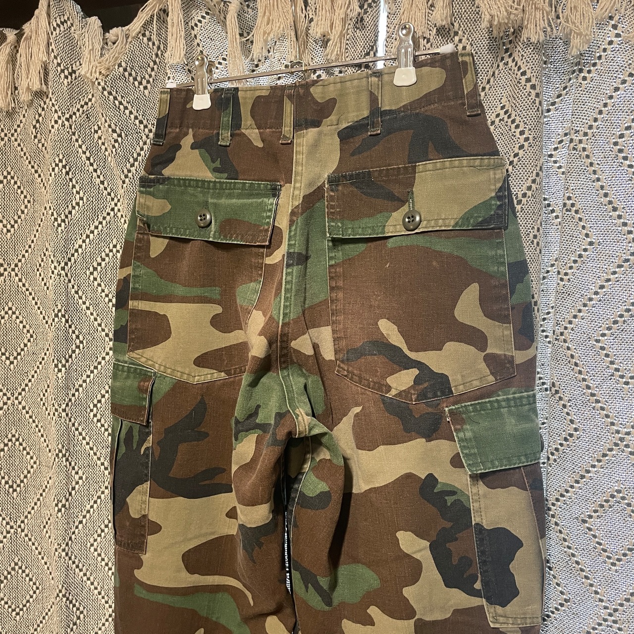 80s / U.S.ARMY MILITARY / military cargo pants / woodland camouflage