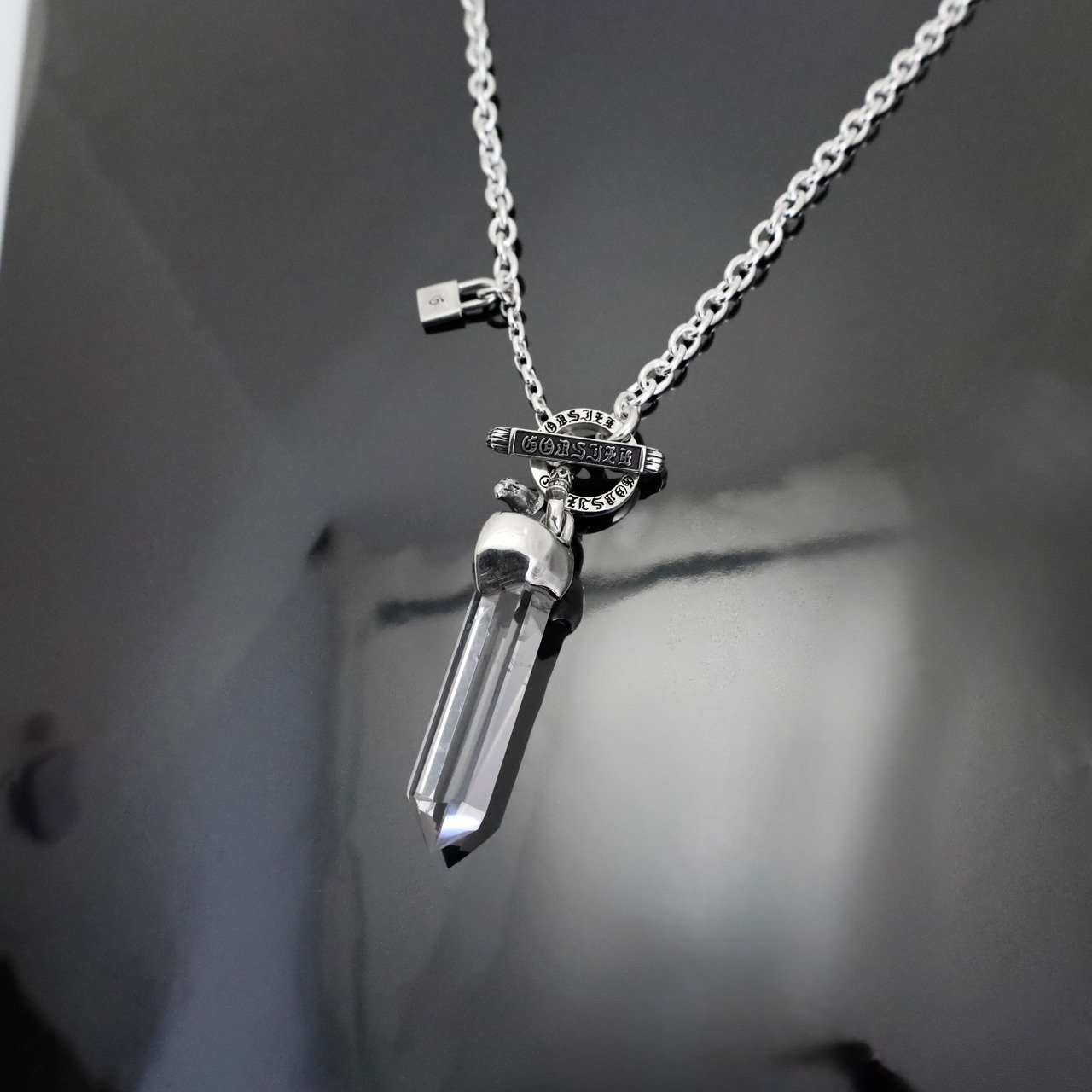 One off QUARTZ T-BAR CHAIN NECKLACE/ 限定商品 クオーツ Tバーチェーンネックレス