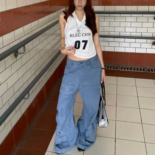 Zip-pocket design pants　ジップポケットデザインパンツ　J2075