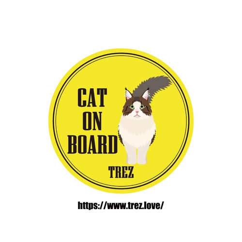 全8色 名前入り CAT ON BOARD  ノルウェージャン フォレスト キャット ポップアート ステッカー