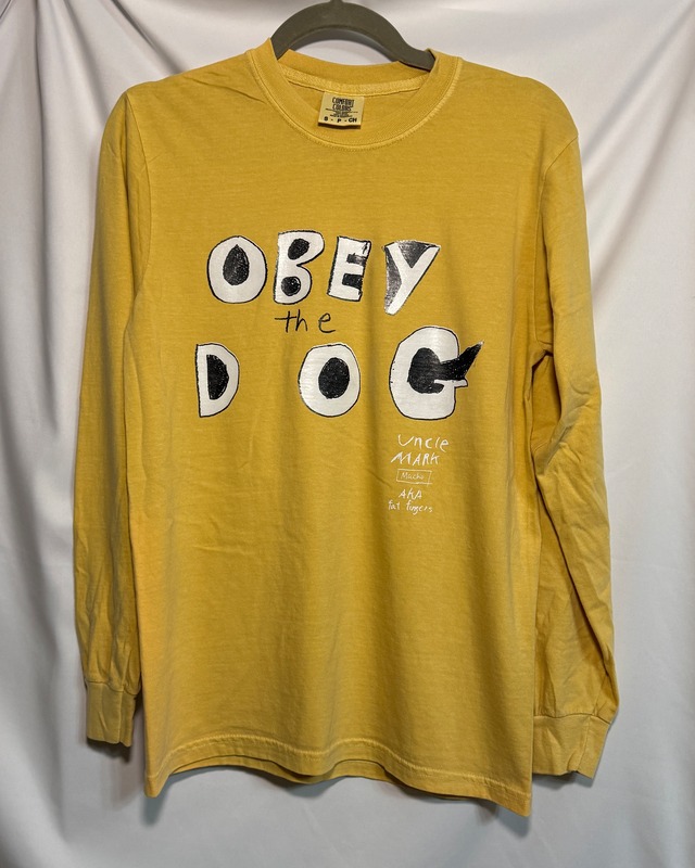 一点もの‼️Obey the Dog マスタード Comfort colors long Tシャツ(white and black ink) サイズSのみ